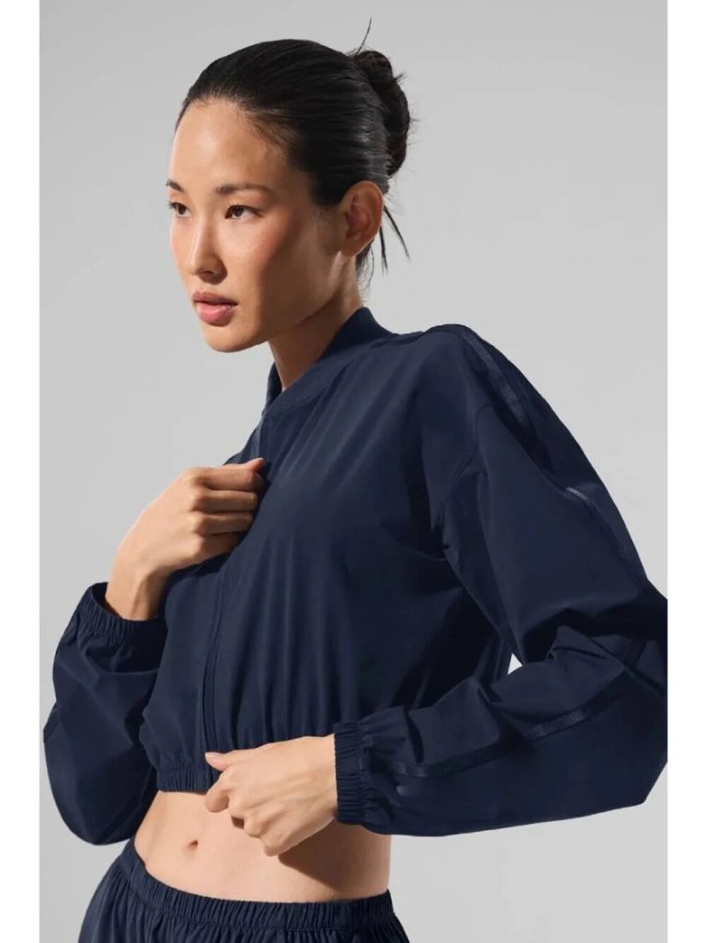 Alo NWT Navy Cropped Breezy Full-Zip Cover Up XS